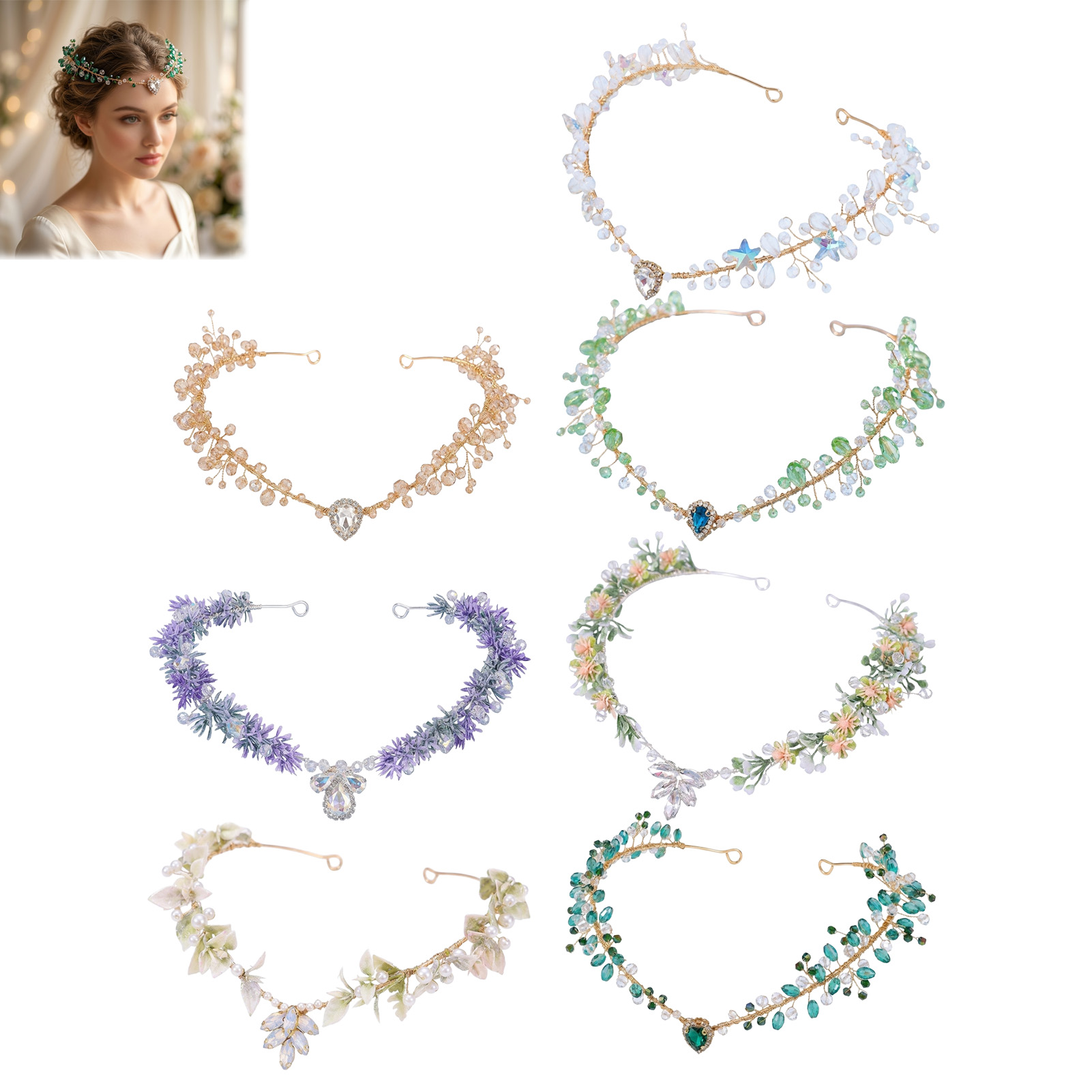 Event Party - Bridal Hairband Triangular Crystal Headpiece Forehead