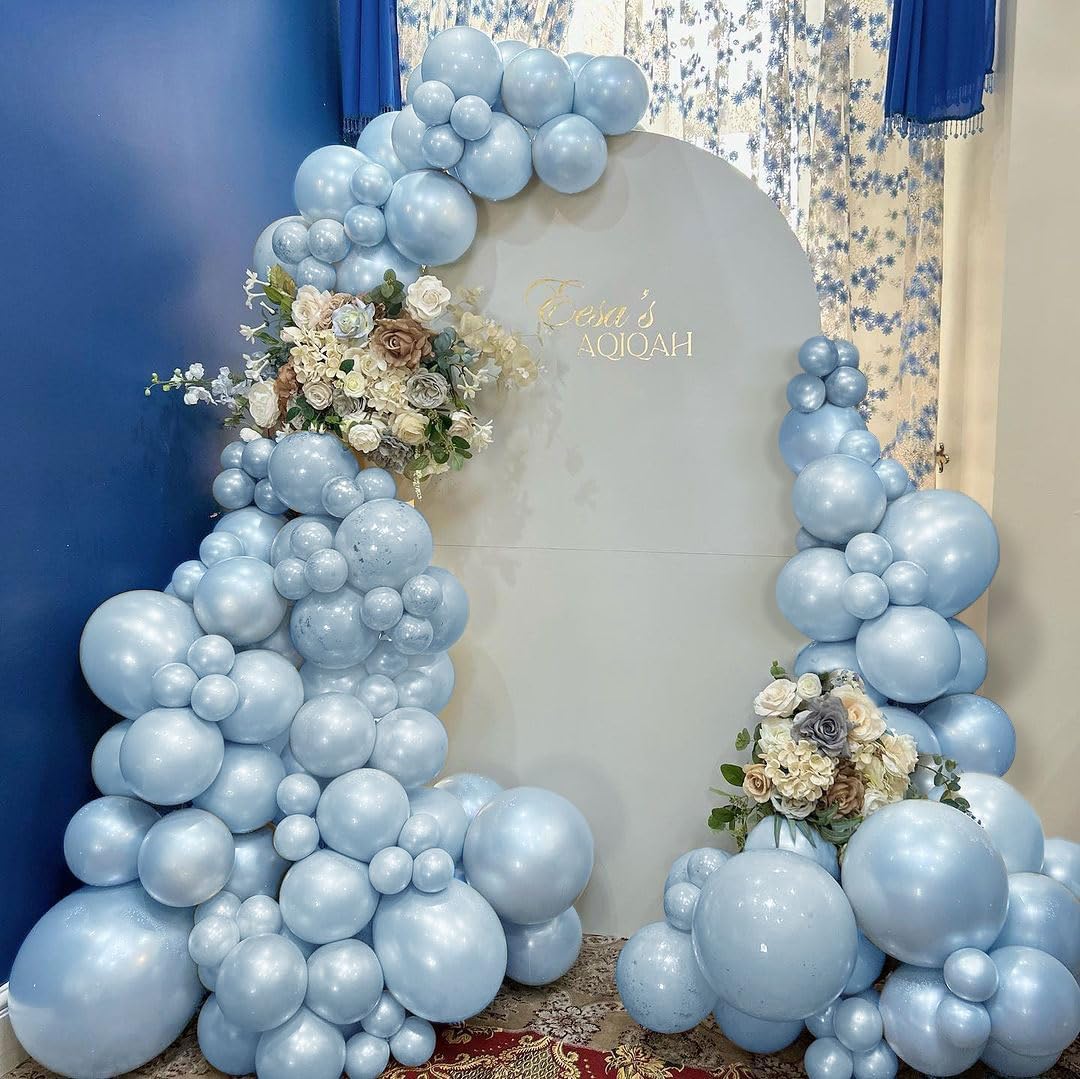 Balloon Arch Kit - Pearl Blue Balloons Double Stuffed Baby
