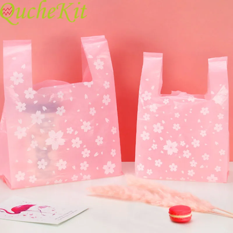 Event Party Shop - 50pcs Pink Cherry Plastic Gift Bags