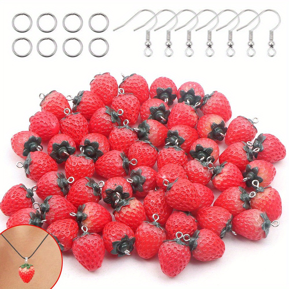Event Suppliers - 12/27/54pcs Red Resin Strawberry Charm Combine