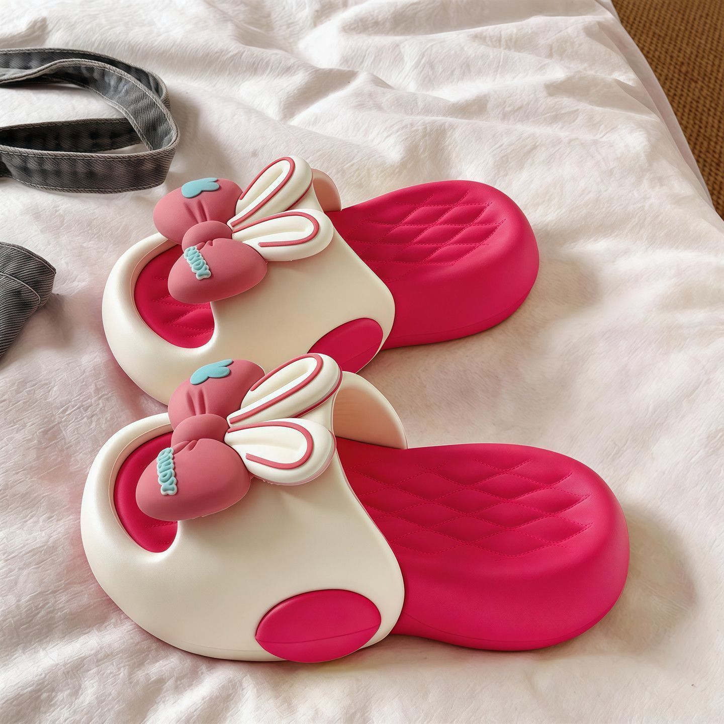 Cotton Candy Cone - Cute Bow Rabbit Ear Platform Slippers