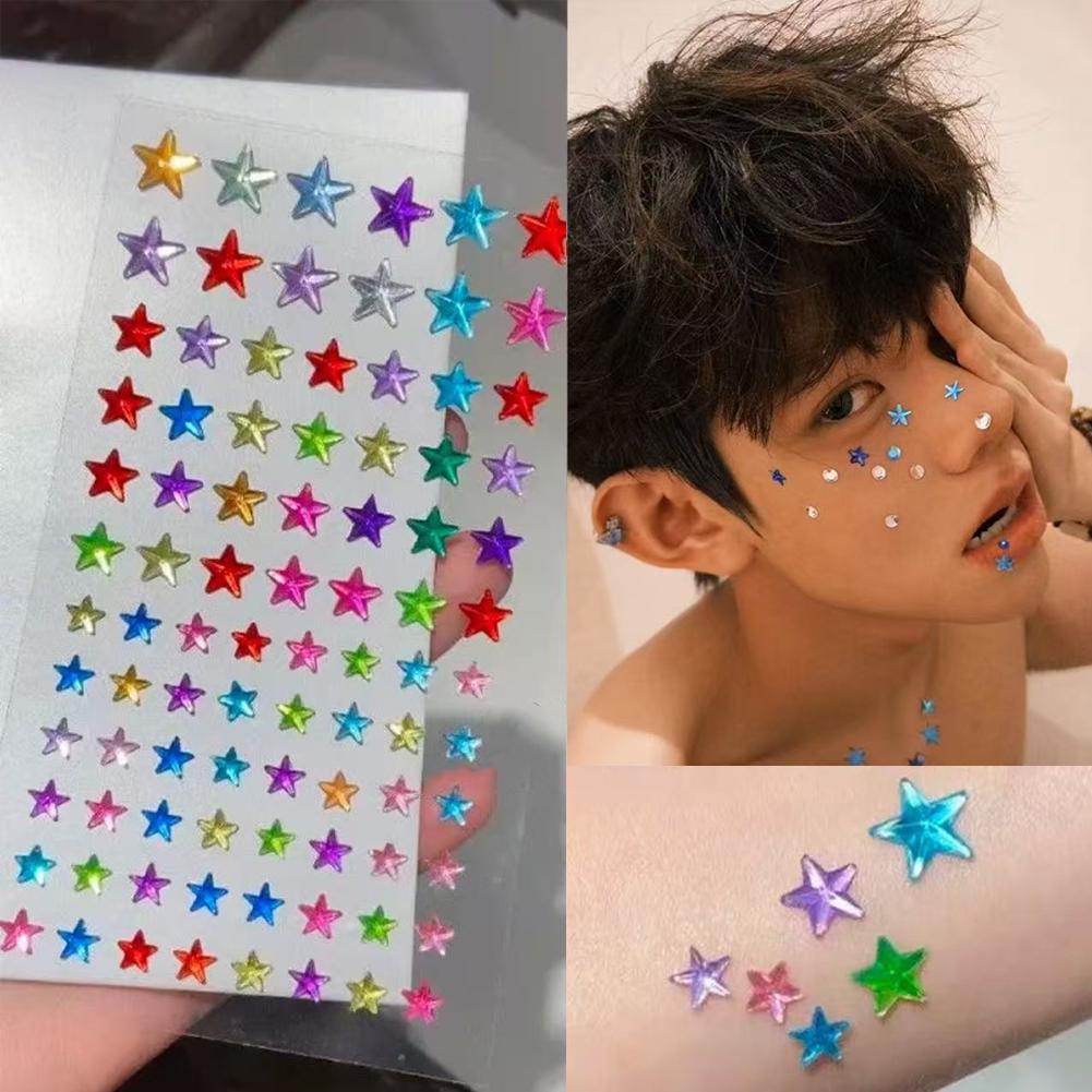 Event Party - Self-Adhesive Face Rhinestones Colorful Crystal Gem