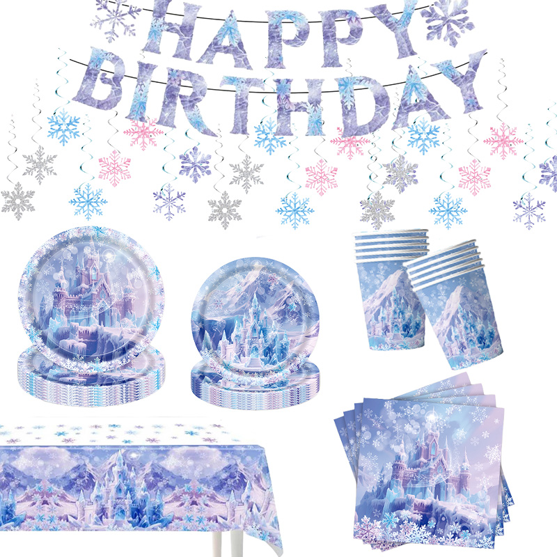 Table Cloth Disposable - Christmas Snowflake Castle Party Supplies Tableware