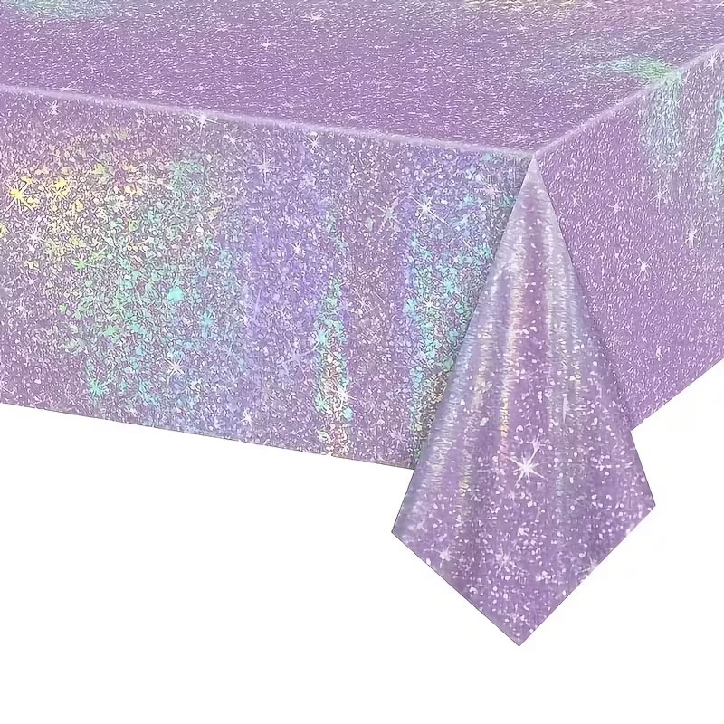 Table Cloth Disposable - 1/3pc Purple Iridescent Disposable Tablecloth Rainbow