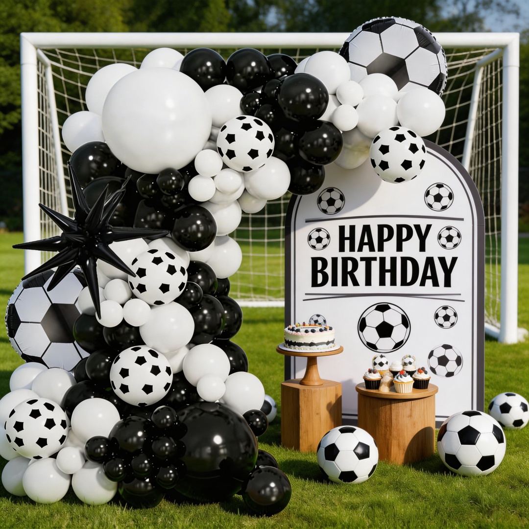 Balloon Arch Kit - 102Pcs Black and White Football-Themed Balloon