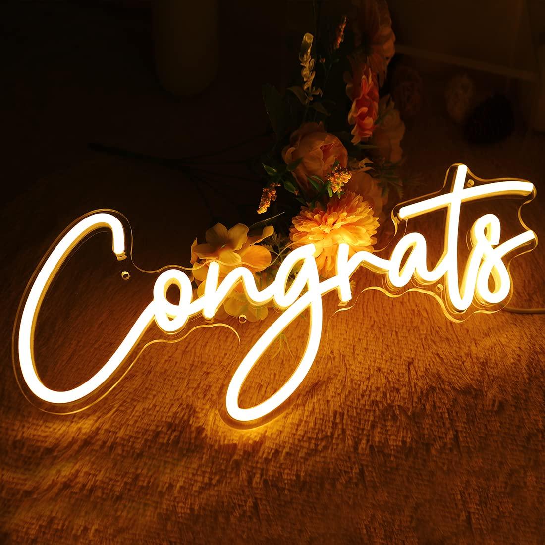 Congrats Neon Sign USB Dimmabl - Neon Sign Party 评论和价格