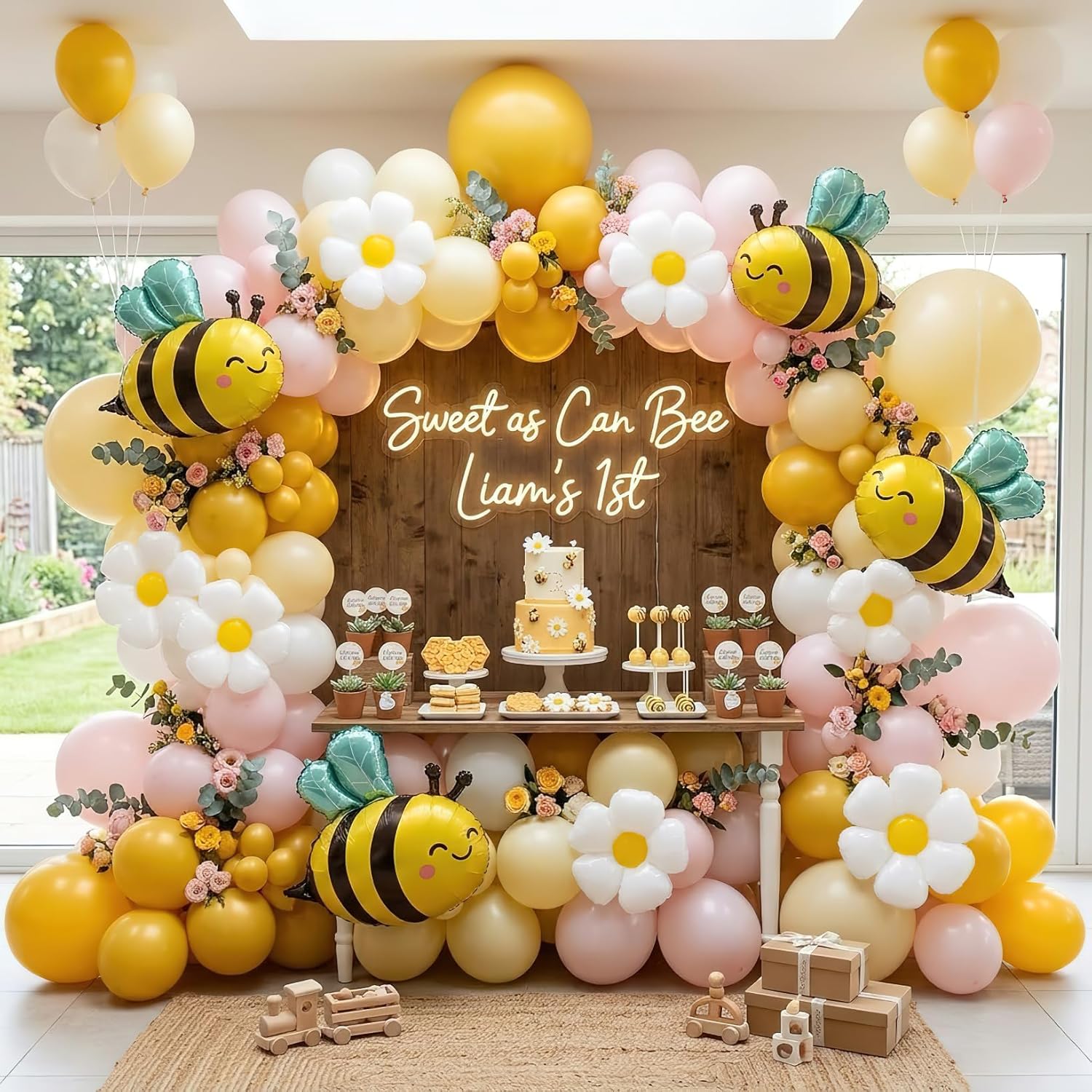 134Pcs Yellow Pink Bee Balloon - Balloon Arch Kit 评论和价格