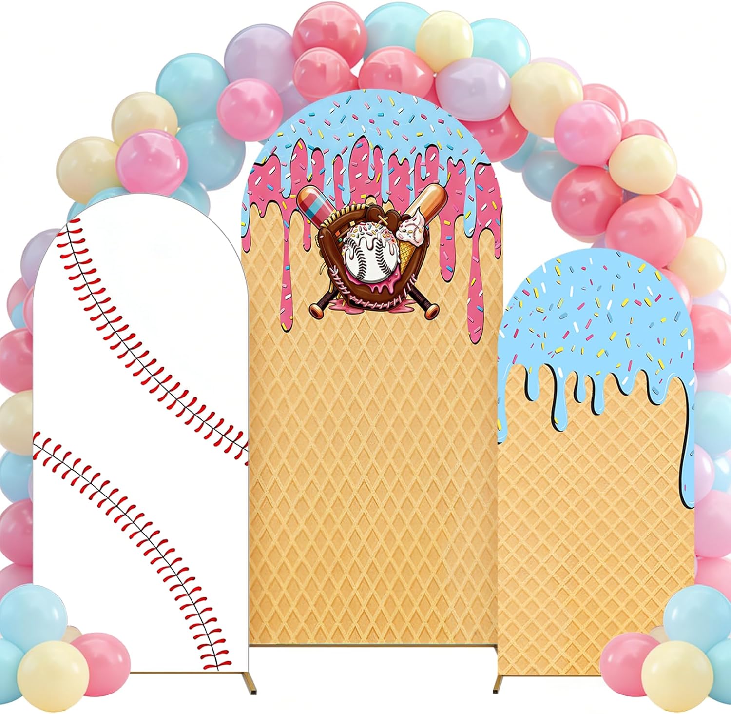 Baseball Ice Cream Drip Arch B - Dessert Table Backdrop 评论和价格