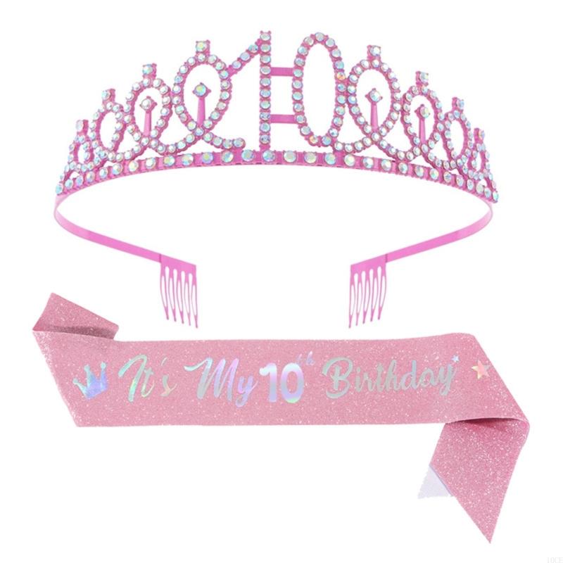 Glittering Pink Birthday Tiara - Birthday Sash Glitter 评论和价格