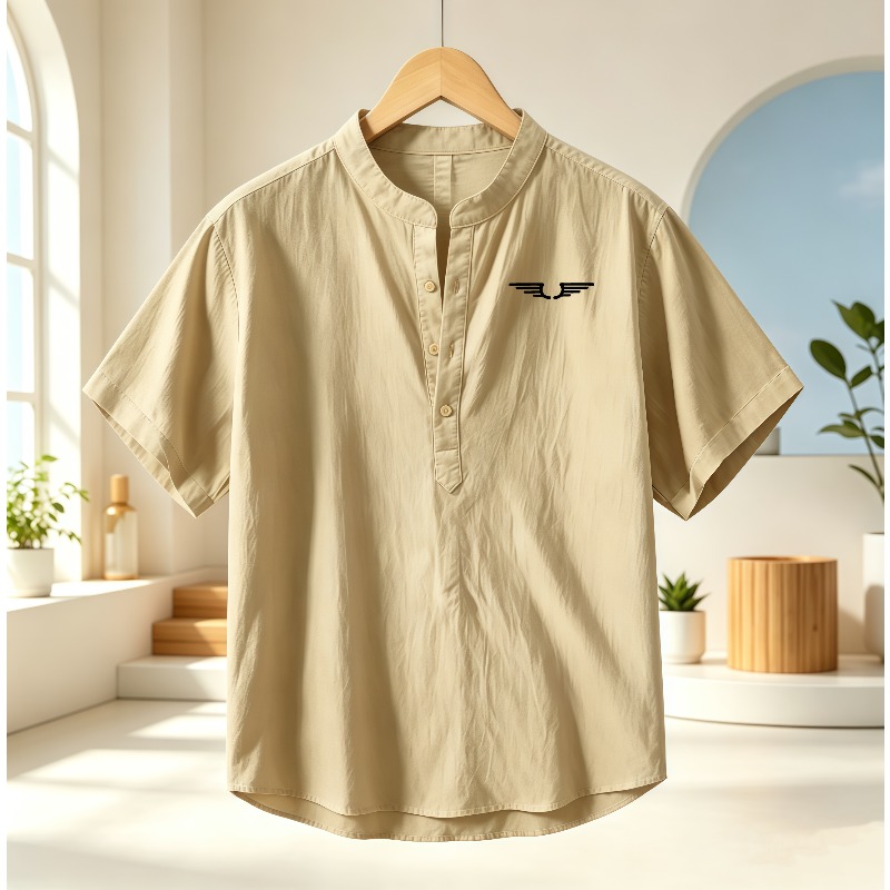 Men's cotton and linen Henley  - Event Support 评论和价格