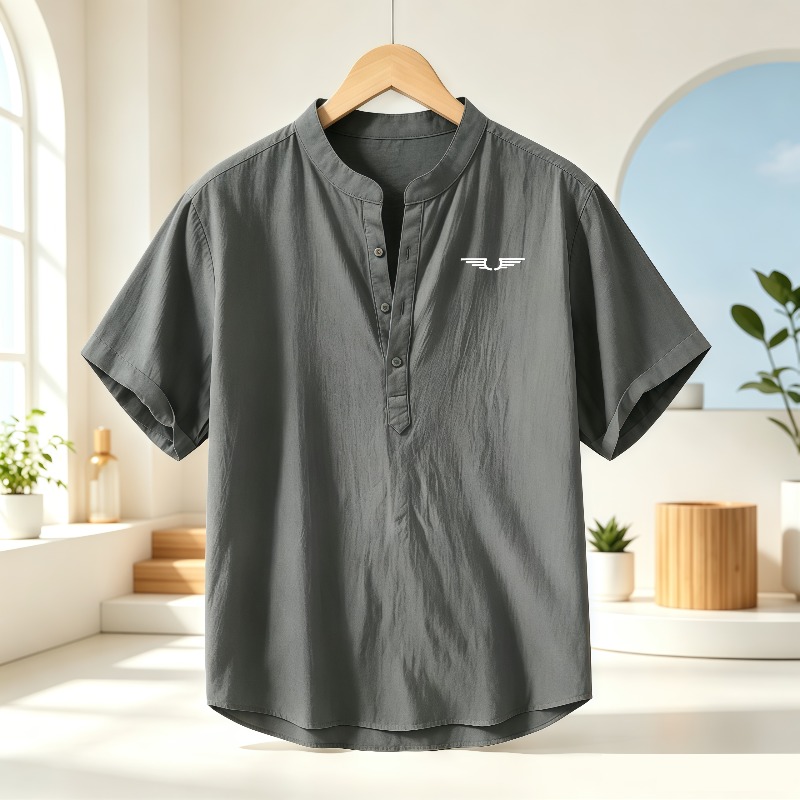 Men's cotton and linen Henley  - Event Support 评论和价格