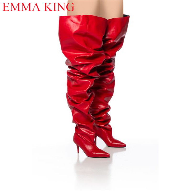 Fall Red Pleated Womens Thigh  - Eve Party 评论和价格
