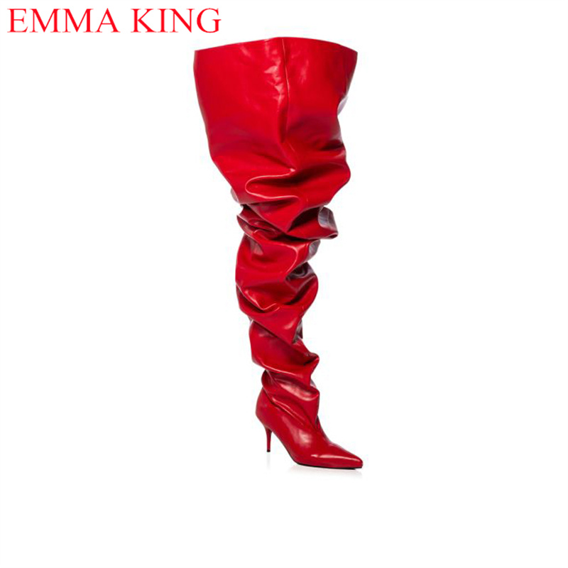 Fall Red Pleated Womens Thigh  - Eve Party 评论和价格