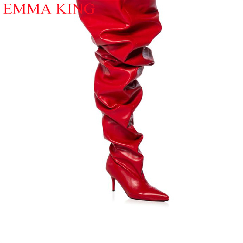Fall Red Pleated Womens Thigh  - Eve Party 评论和价格