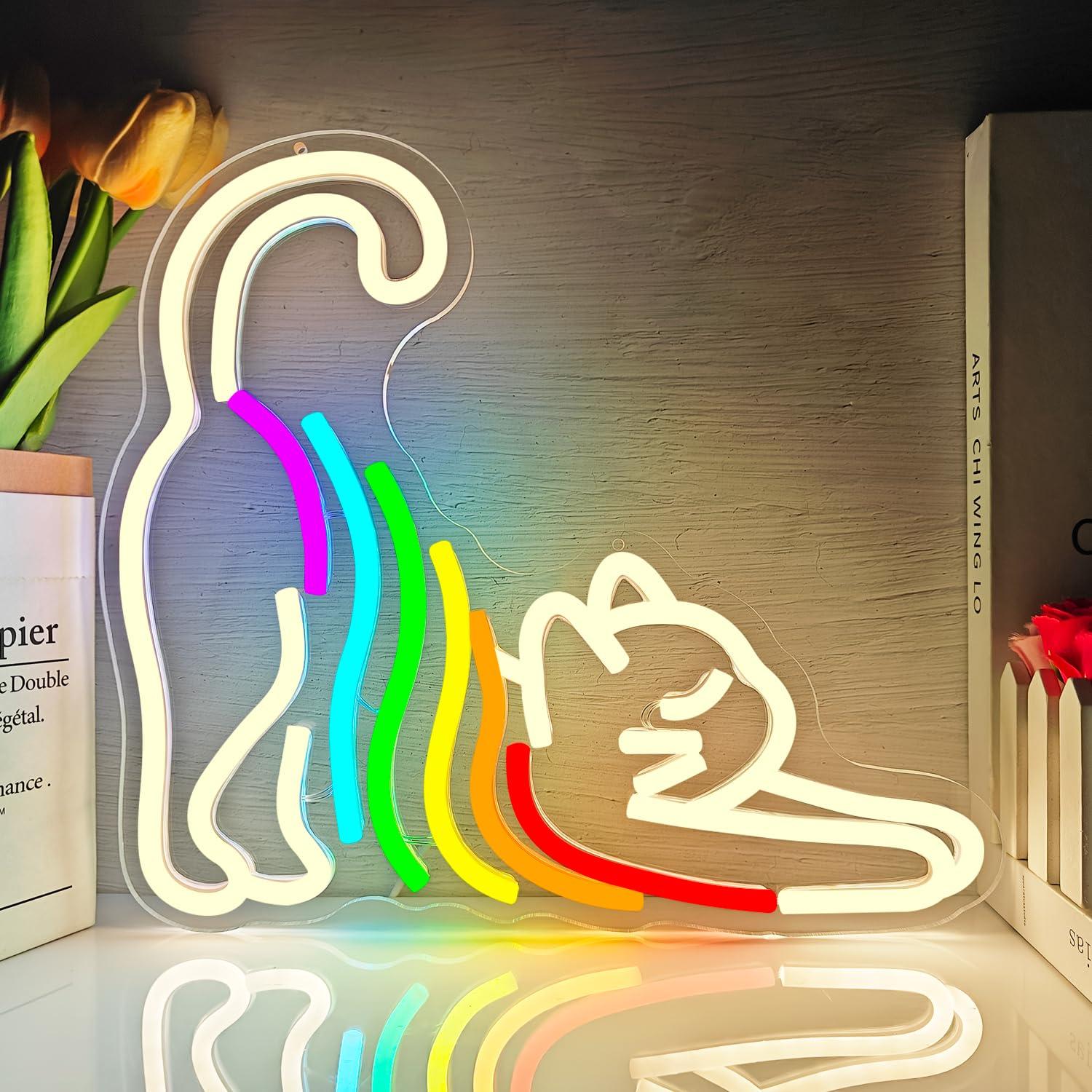 Rainbow Stretching Cat Neon Si - Neon Sign Party 评论和价格