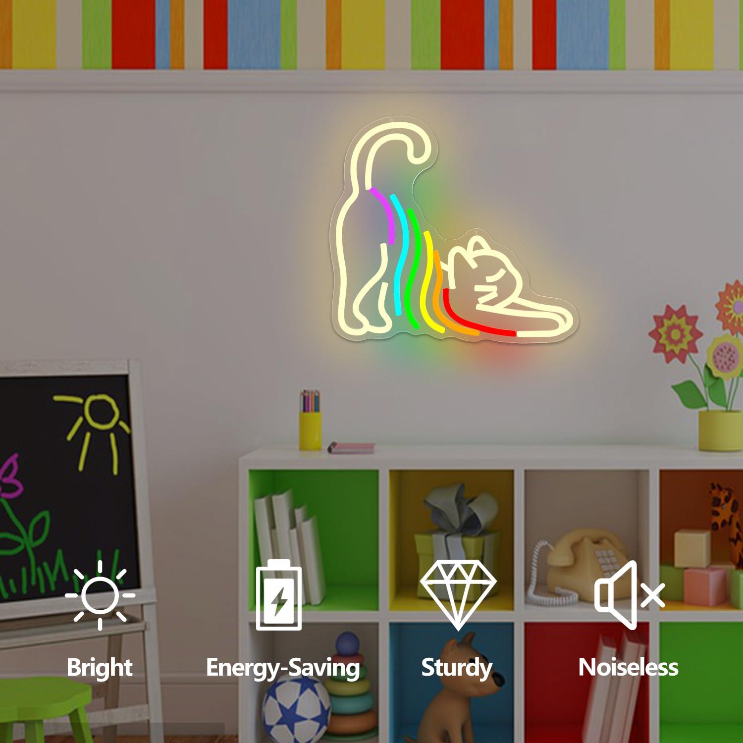 Rainbow Stretching Cat Neon Si - Neon Sign Party 评论和价格