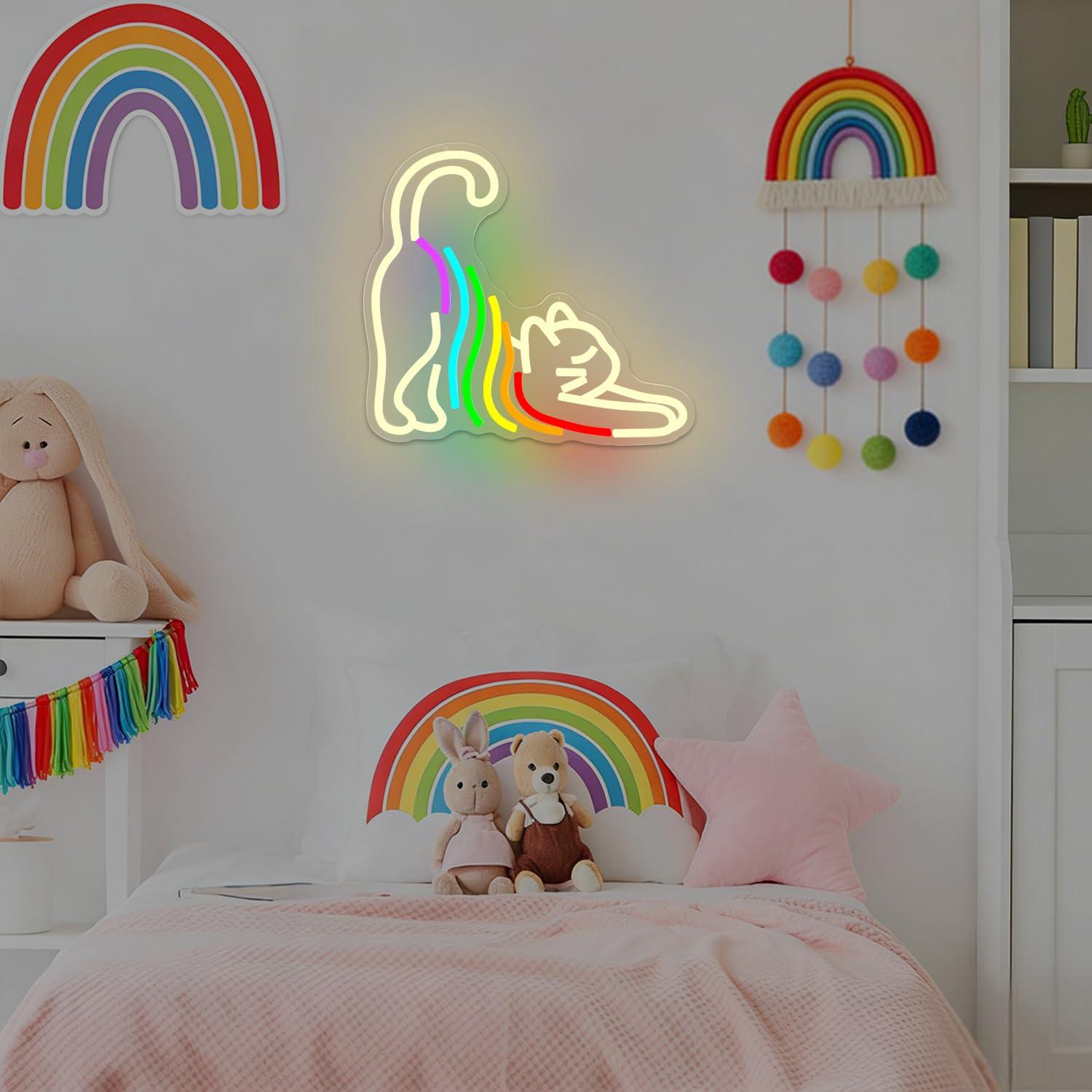 Rainbow Stretching Cat Neon Si - Neon Sign Party 评论和价格