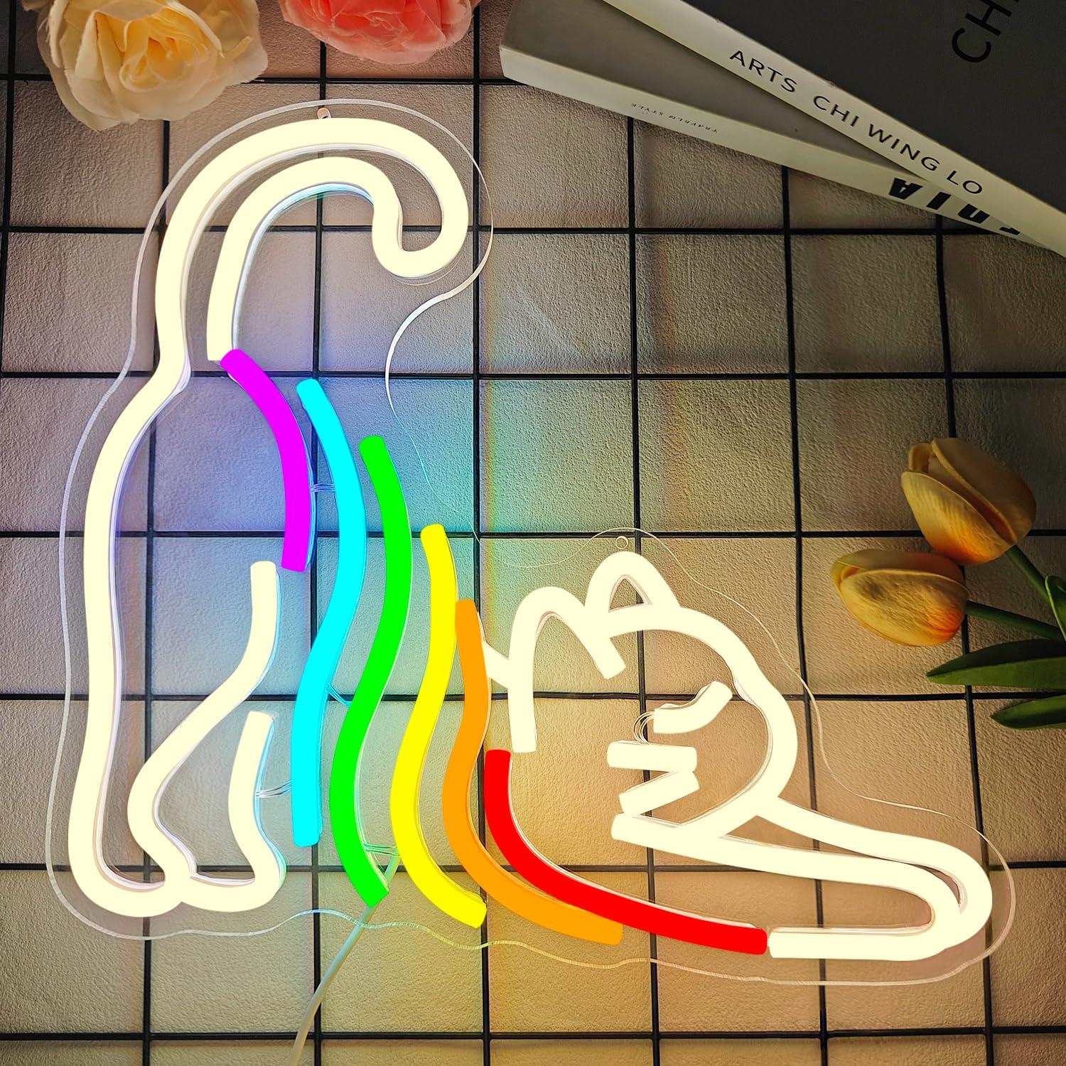 Rainbow Stretching Cat Neon Si - Neon Sign Party 评论和价格