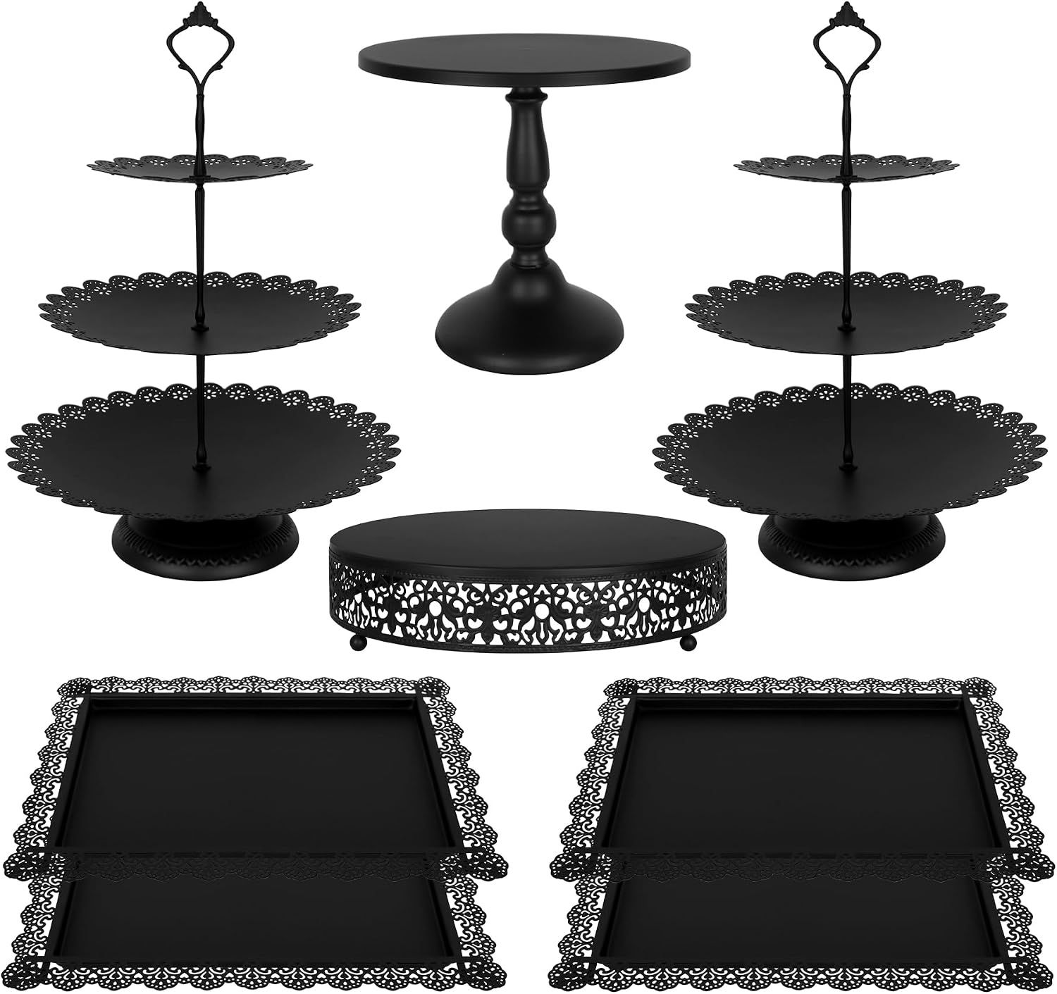 Black Metal Dessert Table Disp - Cupcake Stand Tier 评论和价格