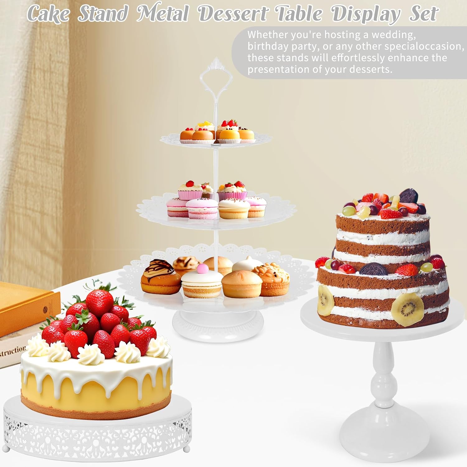Black Metal Dessert Table Disp - Cupcake Stand Tier 评论和价格