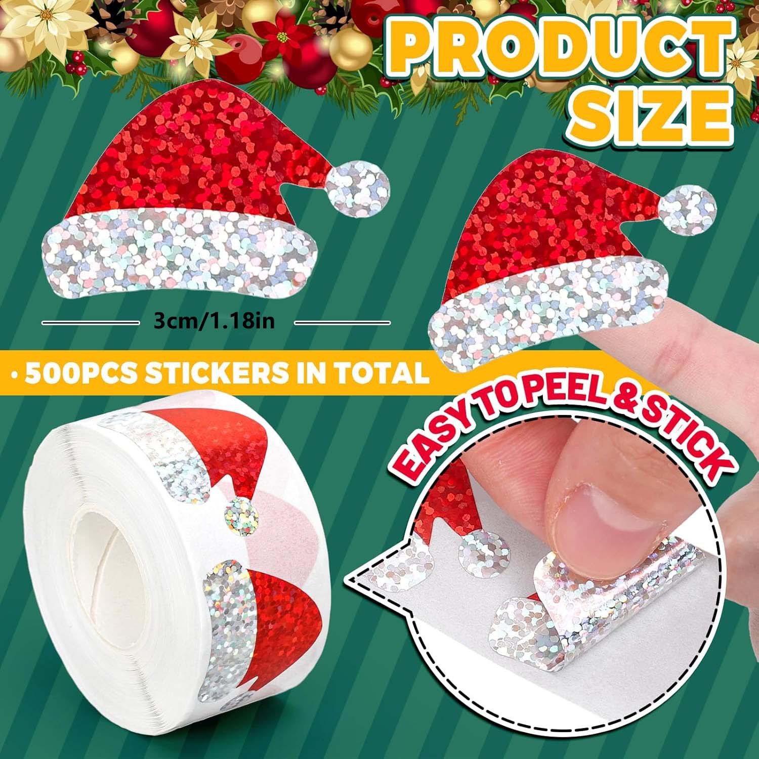 500Pcs Christmas Hat Stickers  - Eve Party 评论和价格