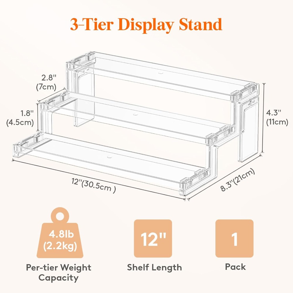 3 Tier Clear Acrylic Spice Rac - Cupcake Stand Tier 评论和价格