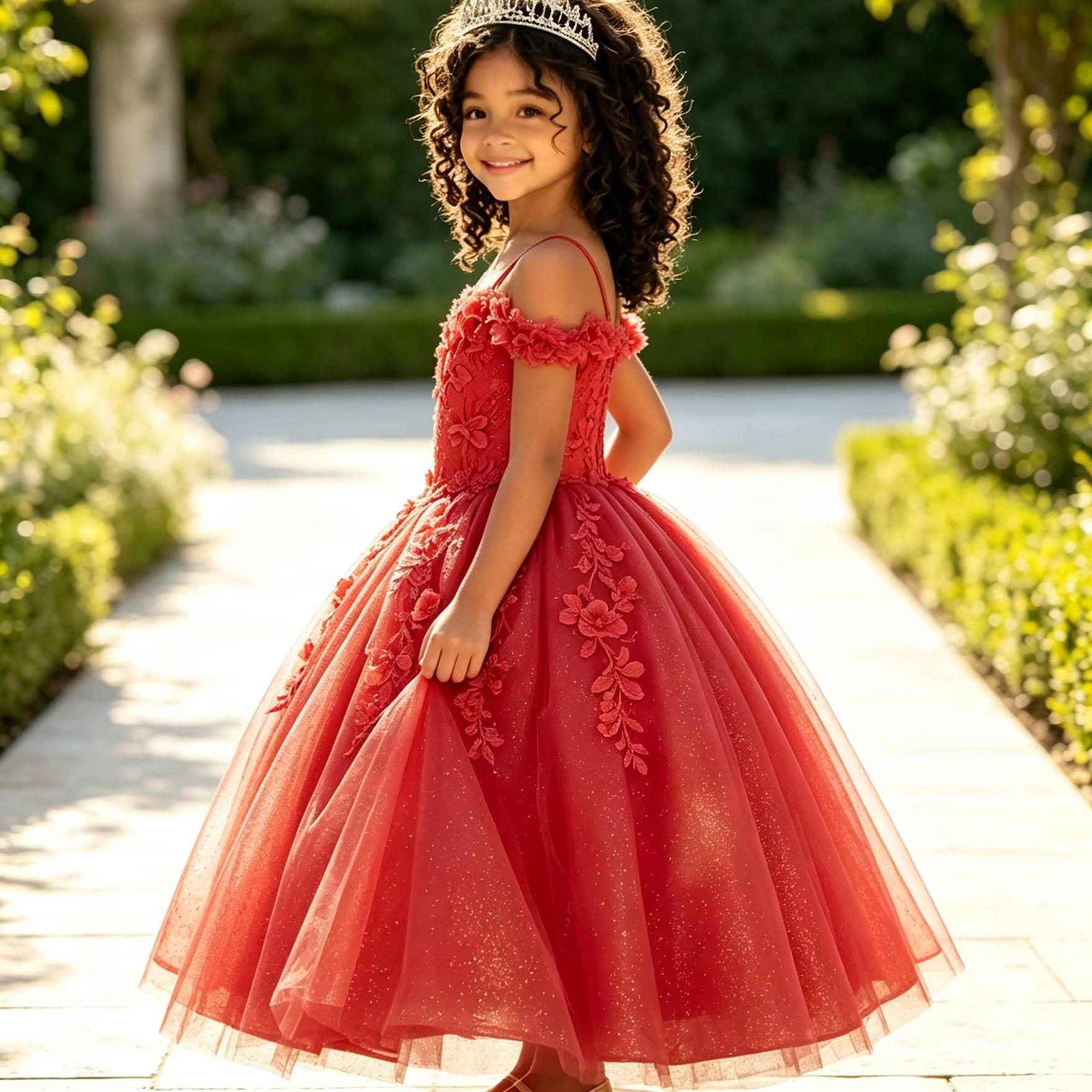 Glitter Flower Girl Dresses Fo - Birthday Sash Glitter 评论和价格