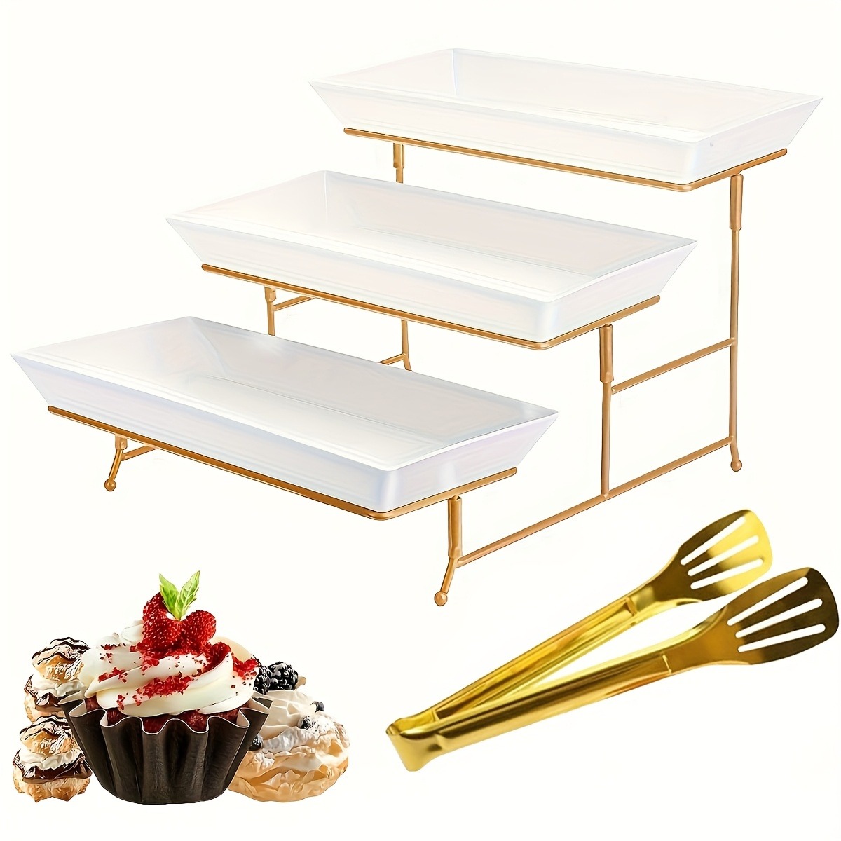 White Tiered Serving Stand + T - Cupcake Stand Tier 评论和价格