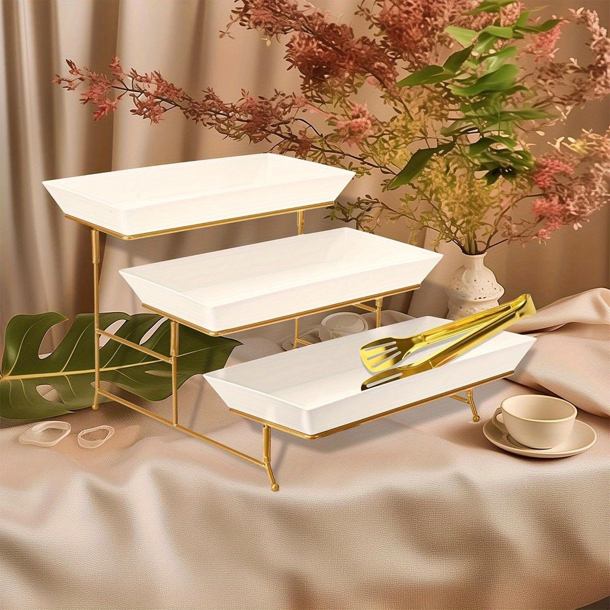 White Tiered Serving Stand + T - Cupcake Stand Tier 评论和价格