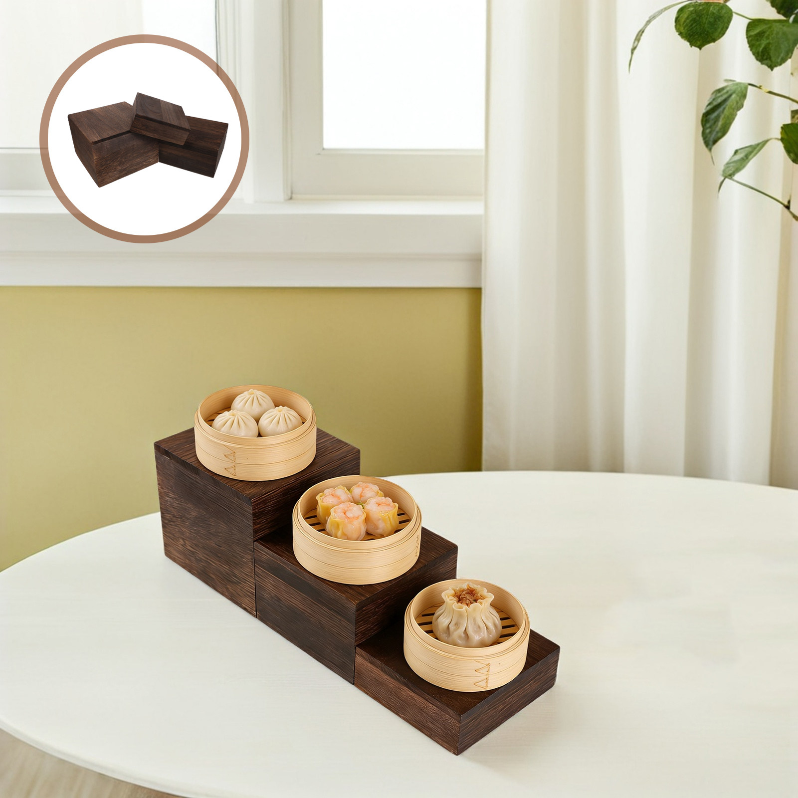 3Pcs Rustic Wooden Tiered Cake - Cupcake Stand Tier 评论和价格