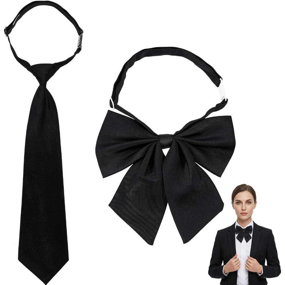 Black Bow Ties for Women, Larg - Event & Party Supply 评论和价格