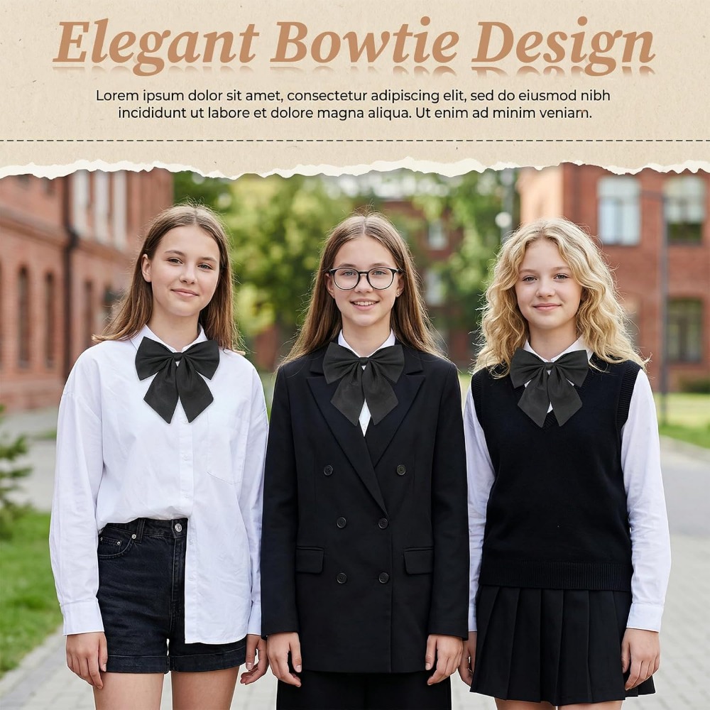 Black Bow Ties for Women, Larg - Event & Party Supply 评论和价格