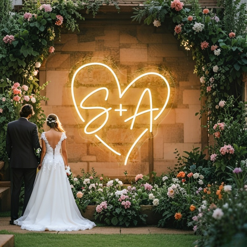 Custom Initials Heart LED Neon - Neon Sign Party 评论和价格