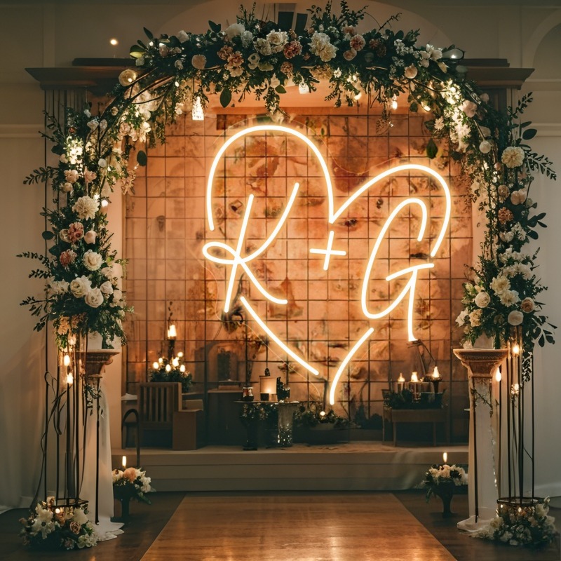 Custom Initials Heart LED Neon - Neon Sign Party 评论和价格