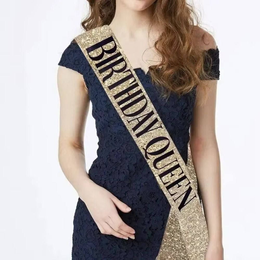 2Pcs/Set New Glitter Birthday  - Birthday Sash Glitter 评论和价格