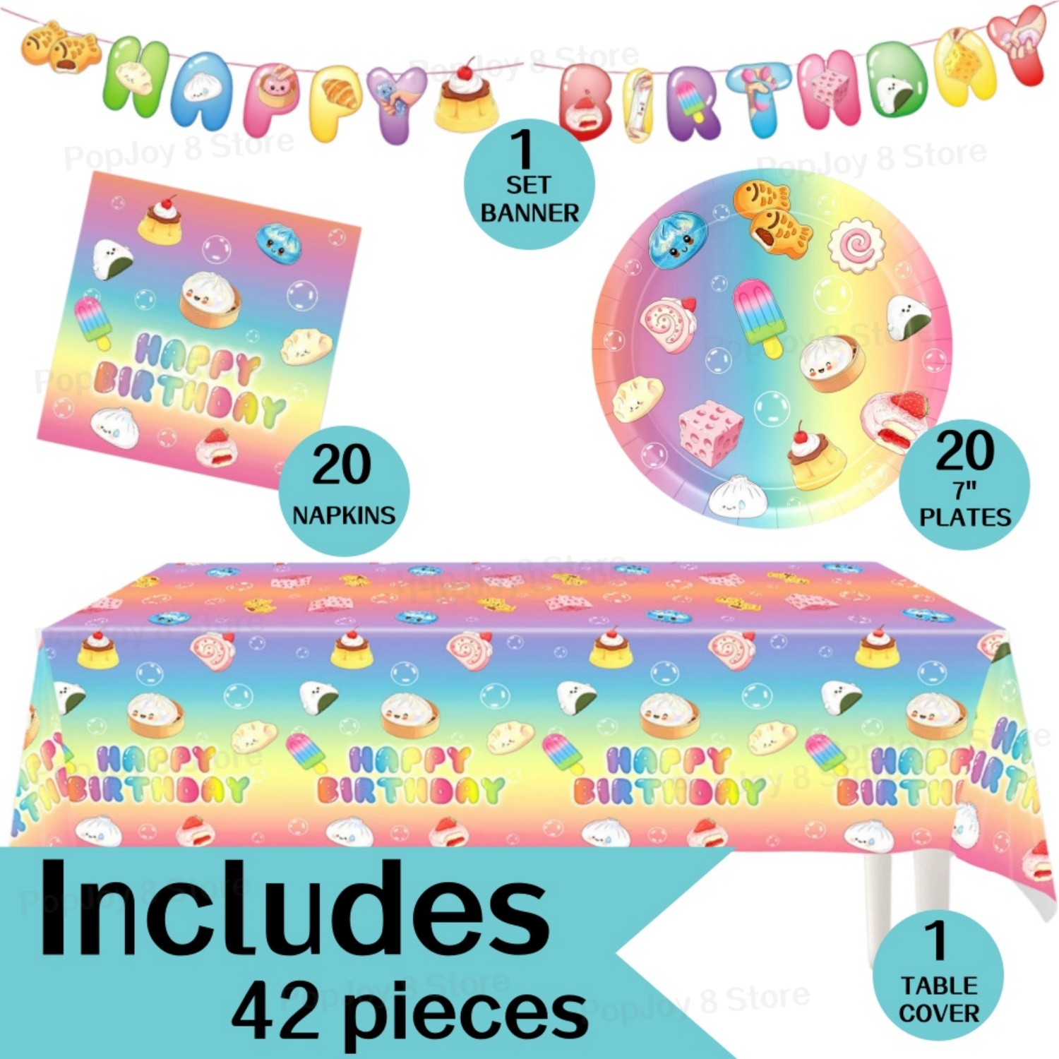 Colorful Dumpling Birthday Dec - Table Cloth Disposable 评论和价格