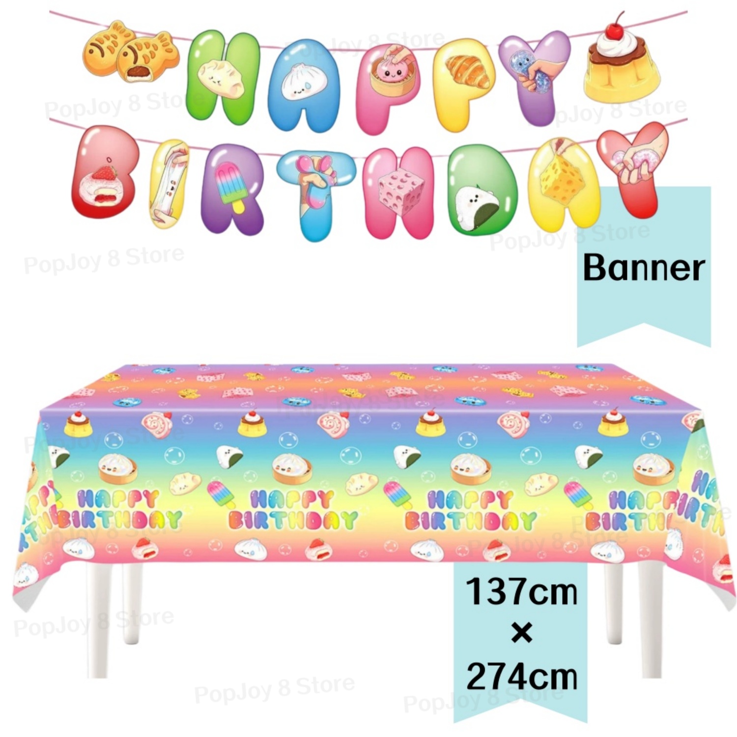 Colorful Dumpling Birthday Dec - Table Cloth Disposable 评论和价格