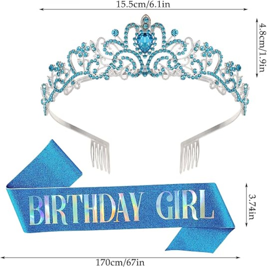 2Pcs Set Rhinestone Crystal Cr - Birthday Sash Glitter 评论和价格