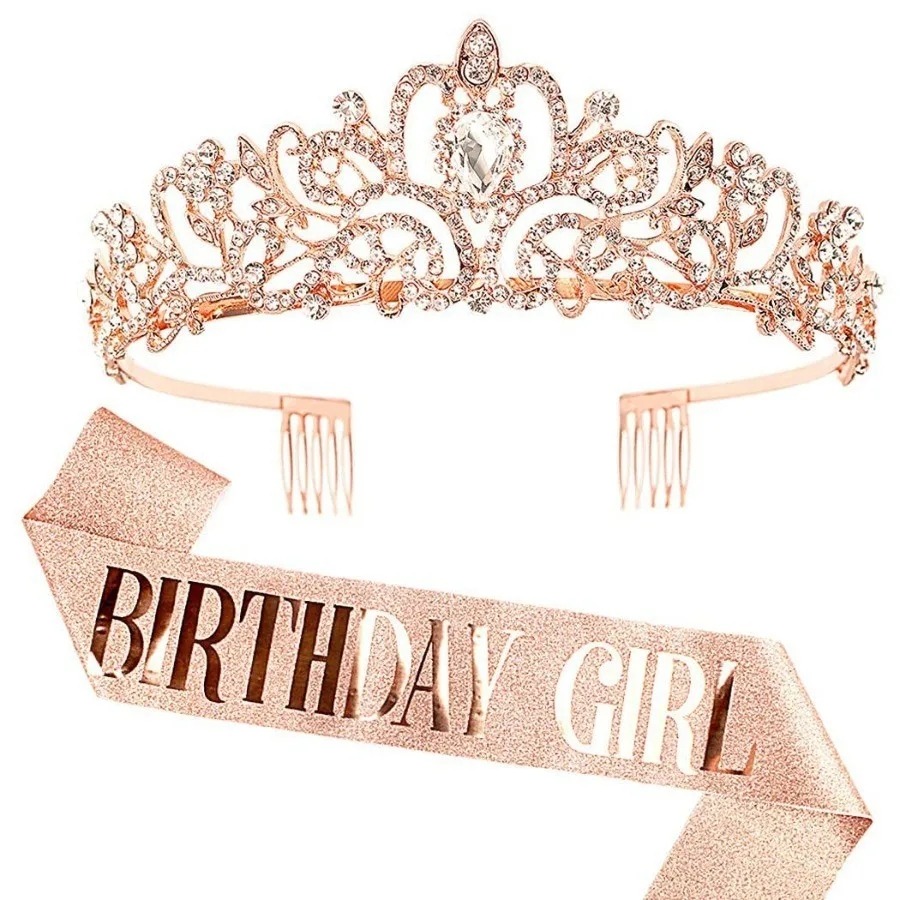 2Pcs Set Rhinestone Crystal Cr - Birthday Sash Glitter 评论和价格