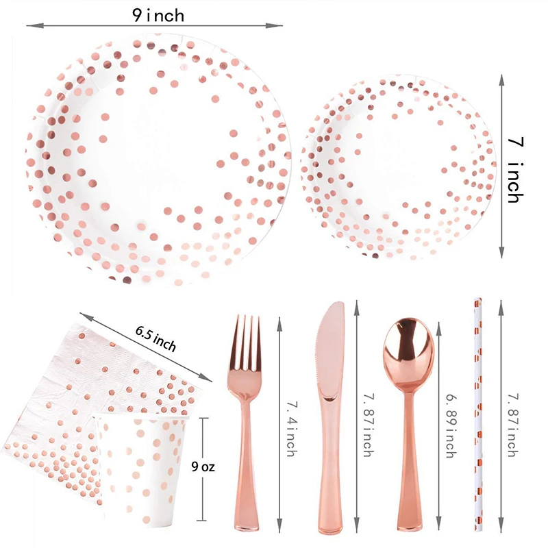 Rose Gold Party Tableware Kit  - Table Cloth Disposable 评论和价格