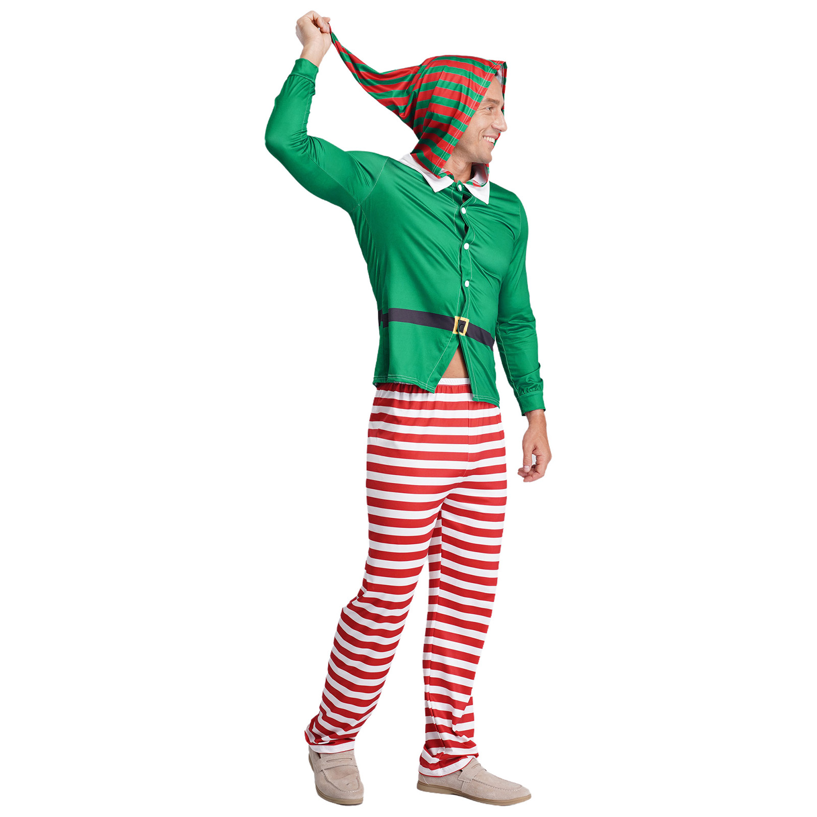 Mens Christmas Elf Pajamas Par - Eve Party 评论和价格
