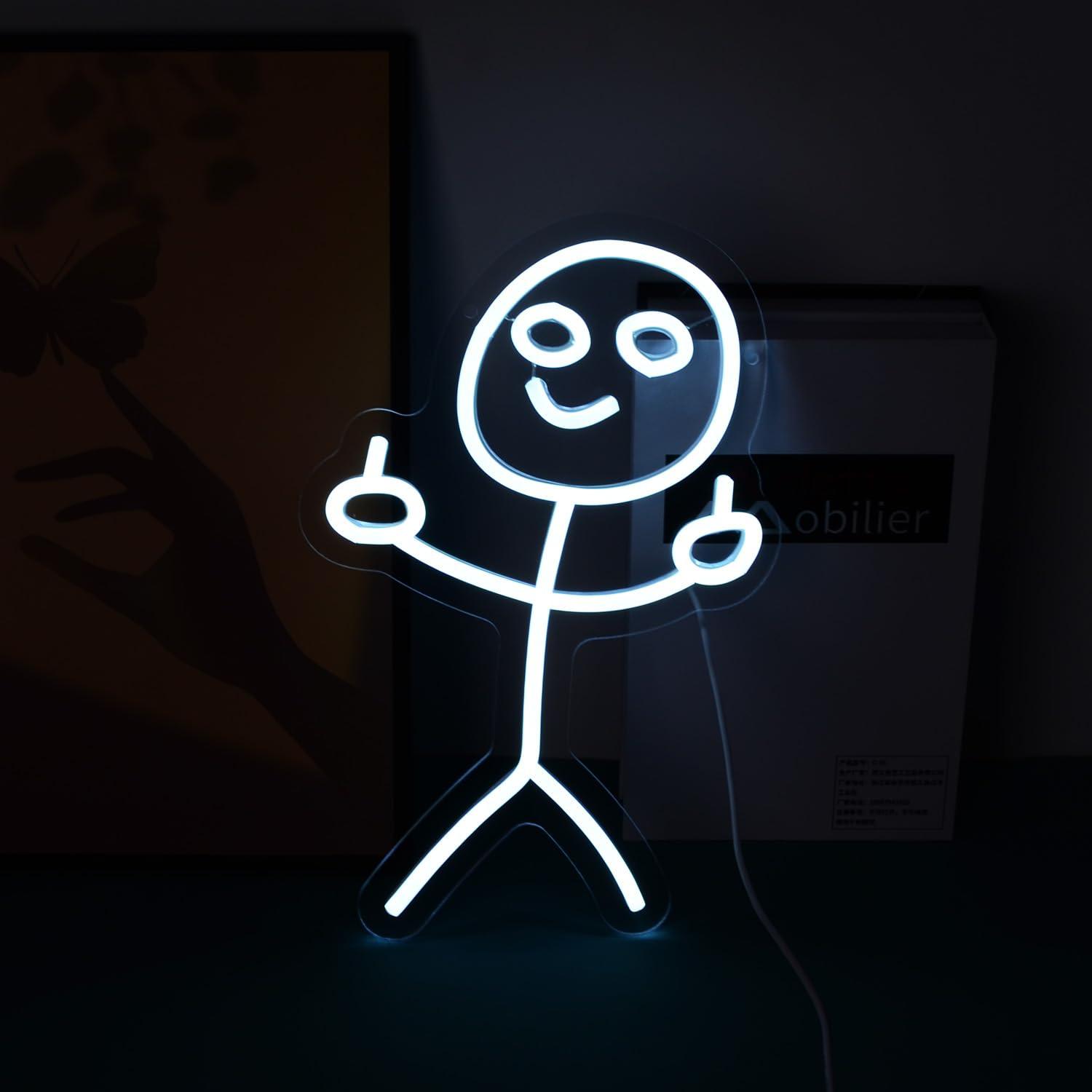 Funny Middle Finger Stickman N - Neon Sign Party 评论和价格