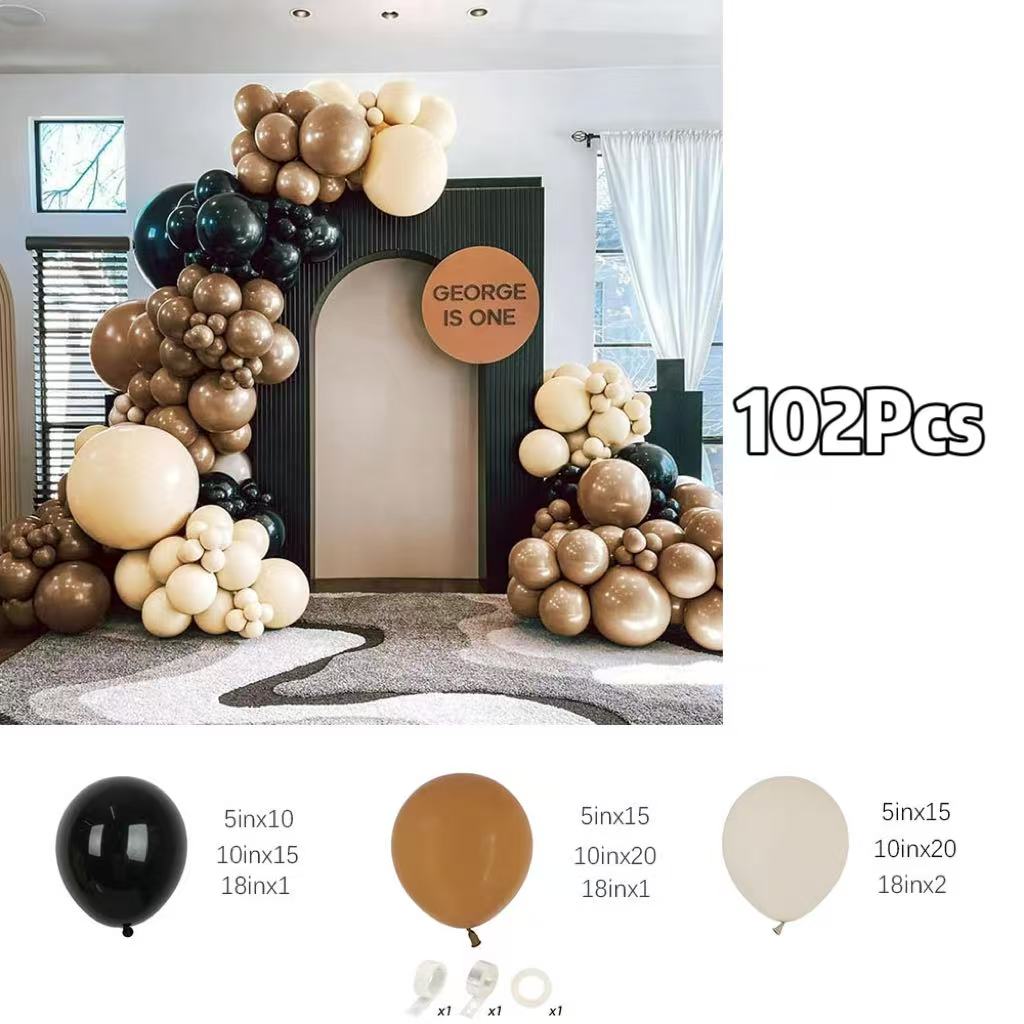 102Pcs Brown and Black Balloon - Balloon Arch Kit 评论和价格