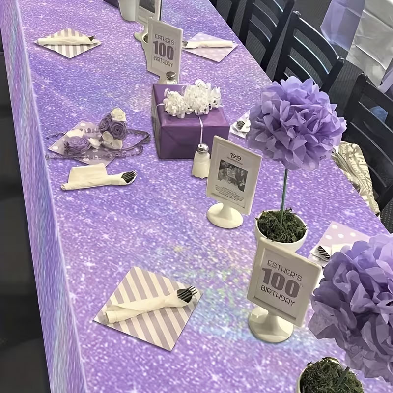 1/3pc Purple Iridescent Dispos - Table Cloth Disposable 评论和价格