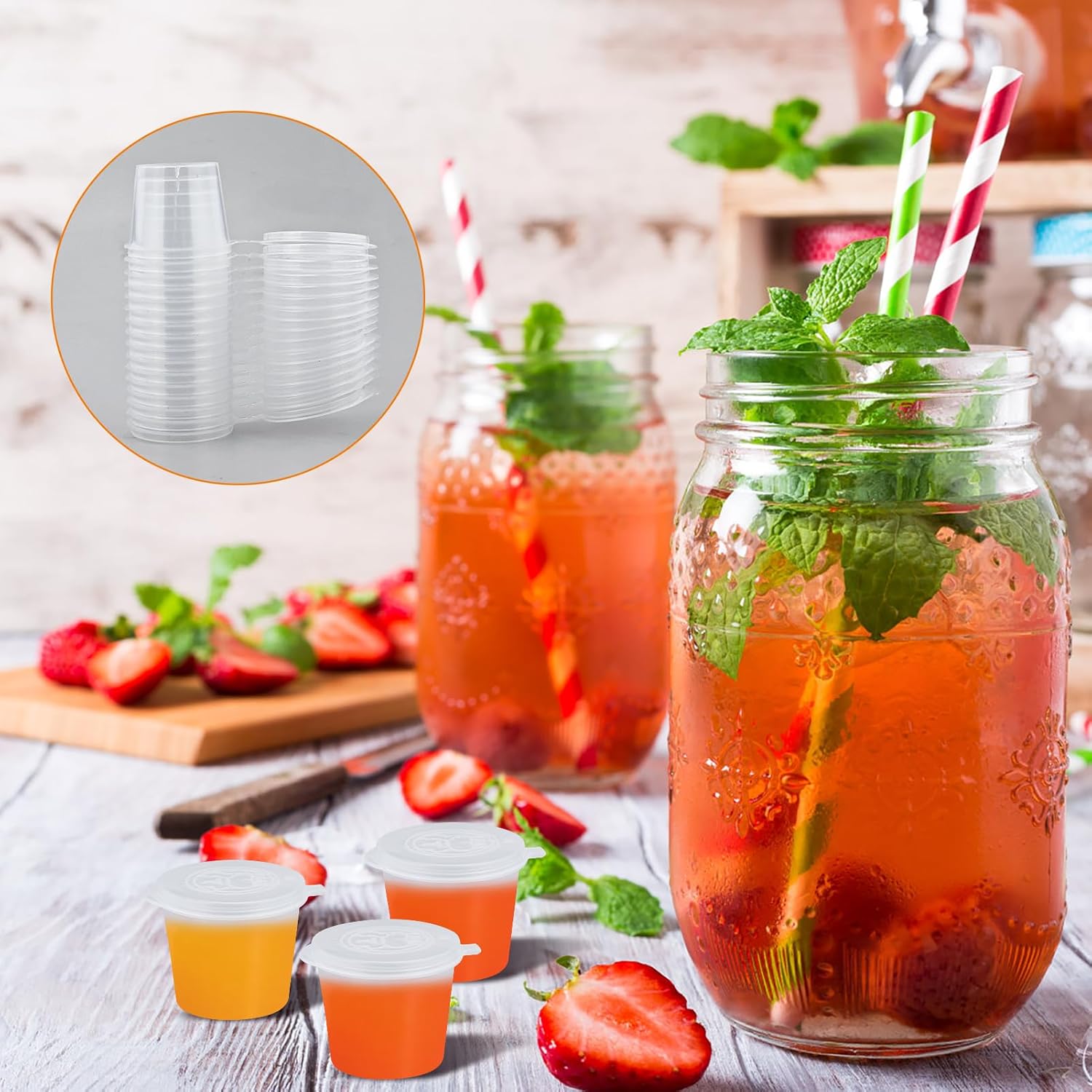 Disposable Clear Plastic Sauce - Plastic Cup 50Pcs 评论和价格