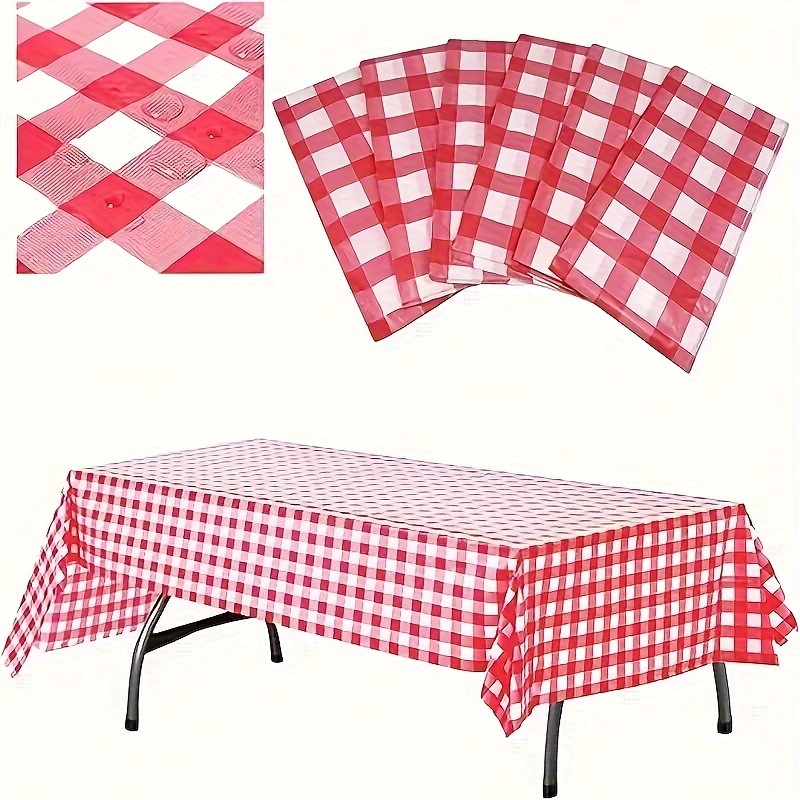 10pc PE Plaid Table Cover Rect - Table Cloth Disposable 评论和价格