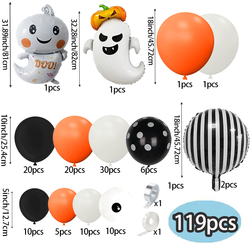 119Pcs Orange Cream Black Hall - Balloon Arch Kit 评论和价格