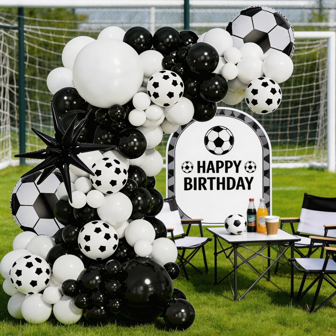 102Pcs Black and White Footbal - Balloon Arch Kit 评论和价格