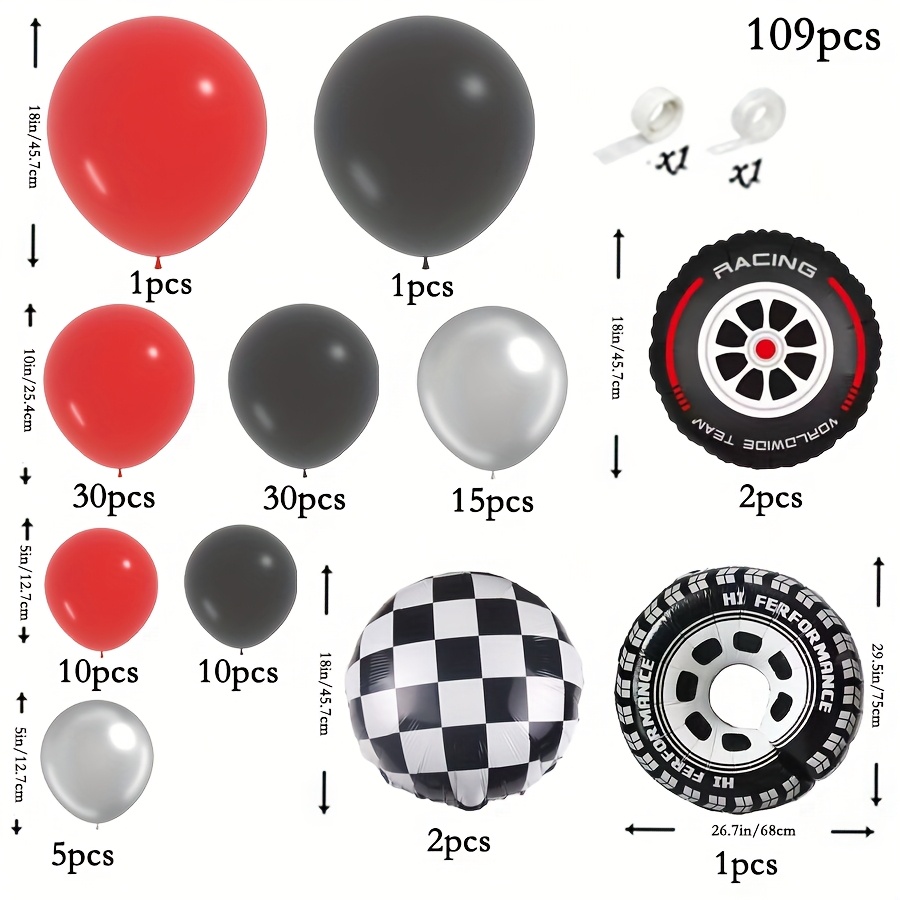 109pcs Race Car Theme Balloon  - Balloon Arch Kit 评论和价格