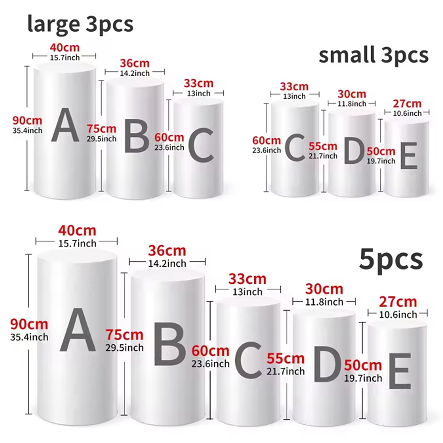 Yeele 1PCS/3PCS/5PCS White Cyl - Dessert Table Backdrop 评论和价格